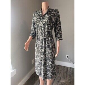 CASUAL CORNER LARGE Zebra Print Belted Front 3/4 Sleeve polo Stretch DRESS #6